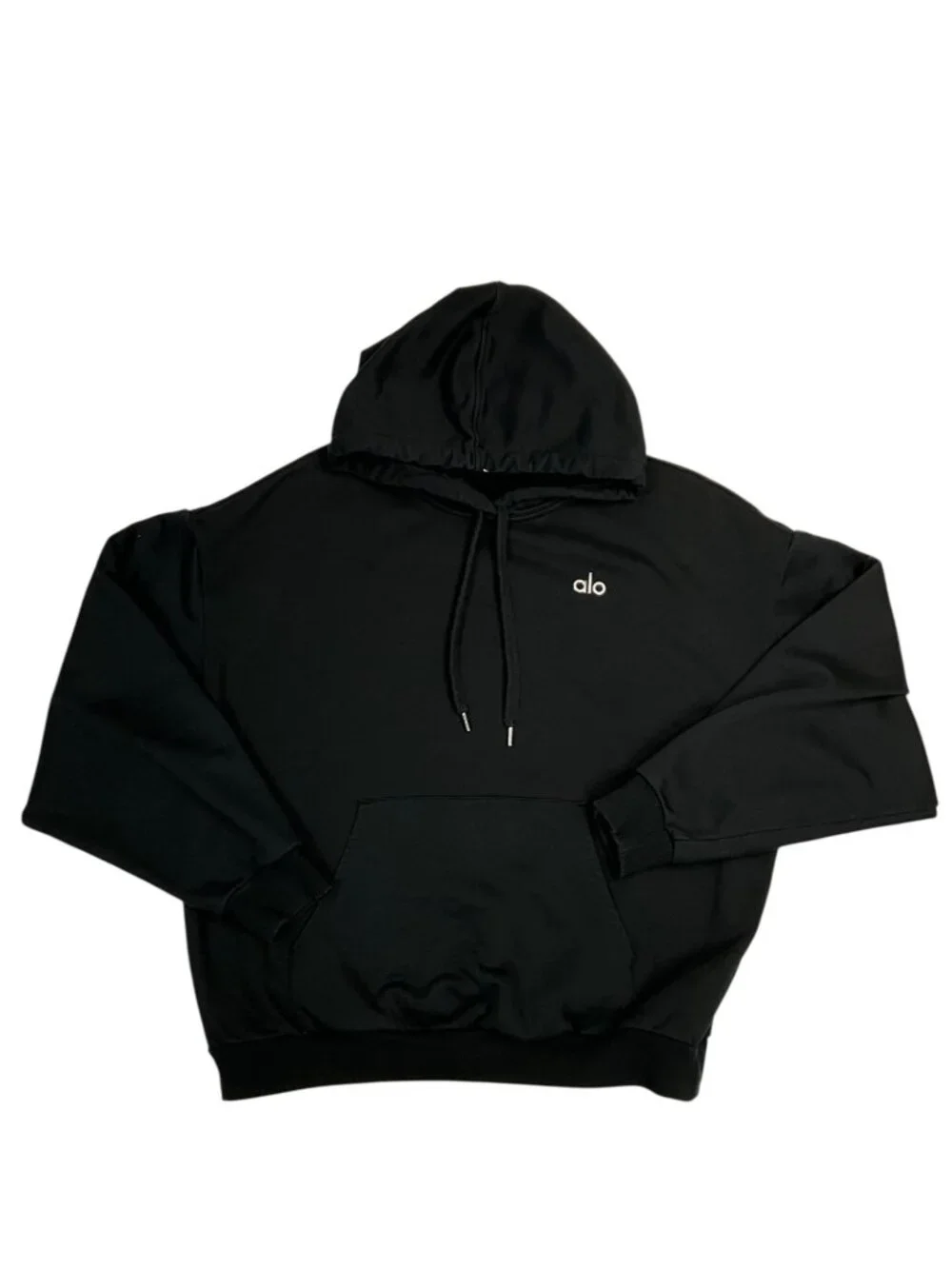 Alo Unisex Accolade Hoodie Sweatshirt Black XXS/XS Logo Oversized